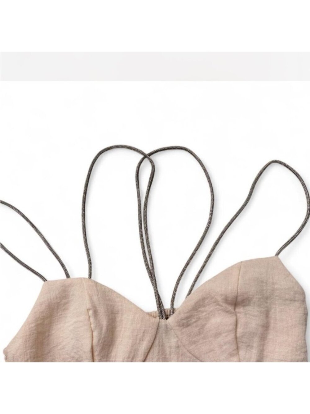 Beige Strappy Crop Top - Picture 3 of 3